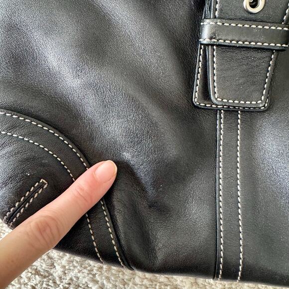 VTG Y2K Coach Soho Covertible Flap Crossbody Black Leather Bag Silver 9480 - Picture 6 of 16